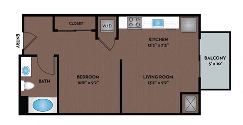 Floor plan for studio, 1 bath, 549 sqft